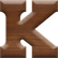 3/4 Inch Extra Small Wood Letter K - KAPPA