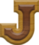 1-1/4 Inch Small Double Raised Wood Letter J