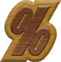 1-1/4 Inch Small Double Raised Wood Letter PERCENT