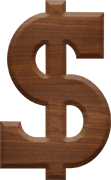 2-1/2 Inch Large Wood Letter DOLLAR SIGN