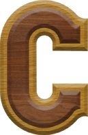 2-3/4 Inch Large Double Raised Wood Letter C