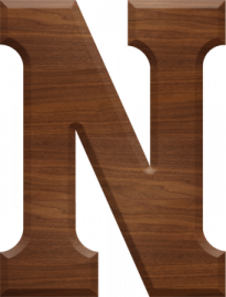 5 Inch Wood Letter N - NU